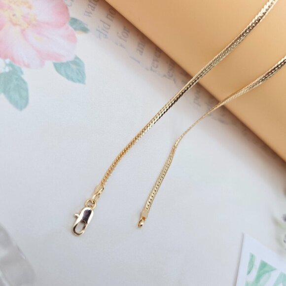 Elegant Rose Gold Flat Chain Necklace, 18 Inch, Gold Plated Brass, XPNL0052 - Picture 8 of 12